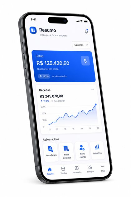 Resumo financeiro no aplicativo movel